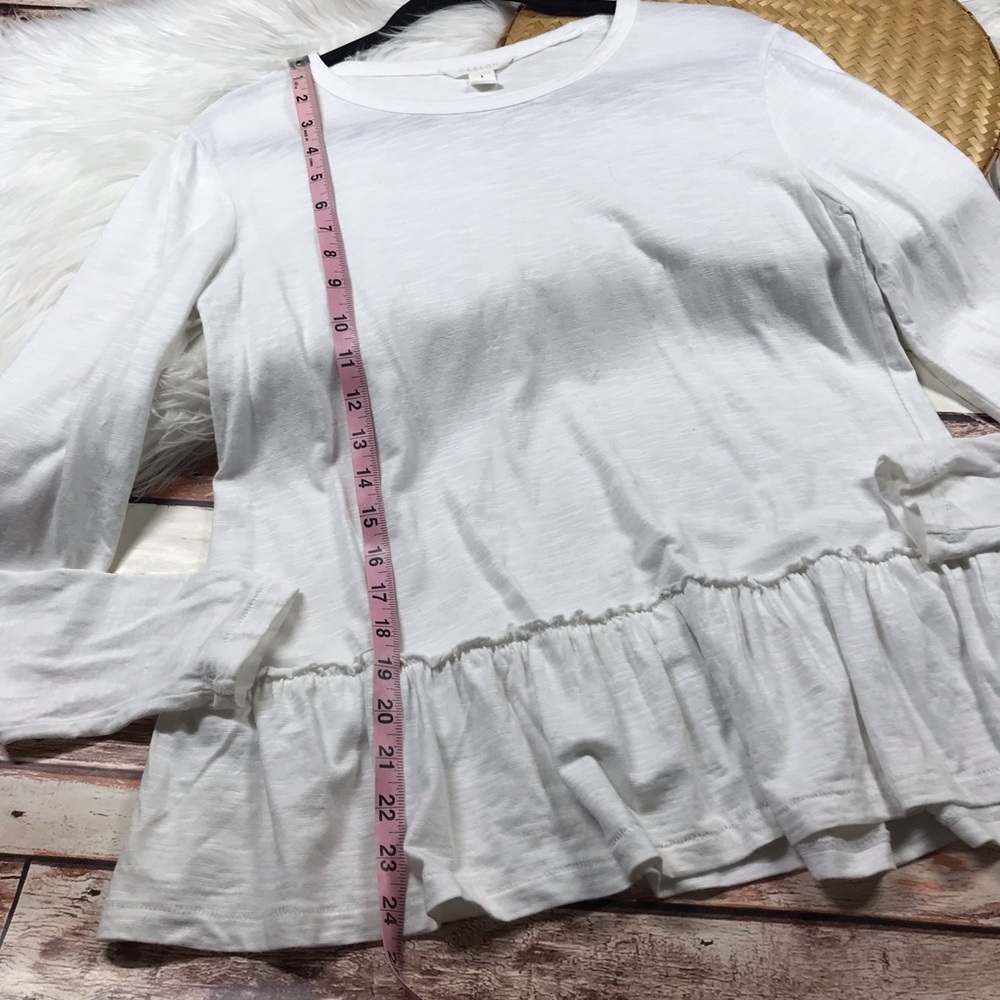 Caslon white ruffle hem long sleeve blouse - Picture 4 of 6